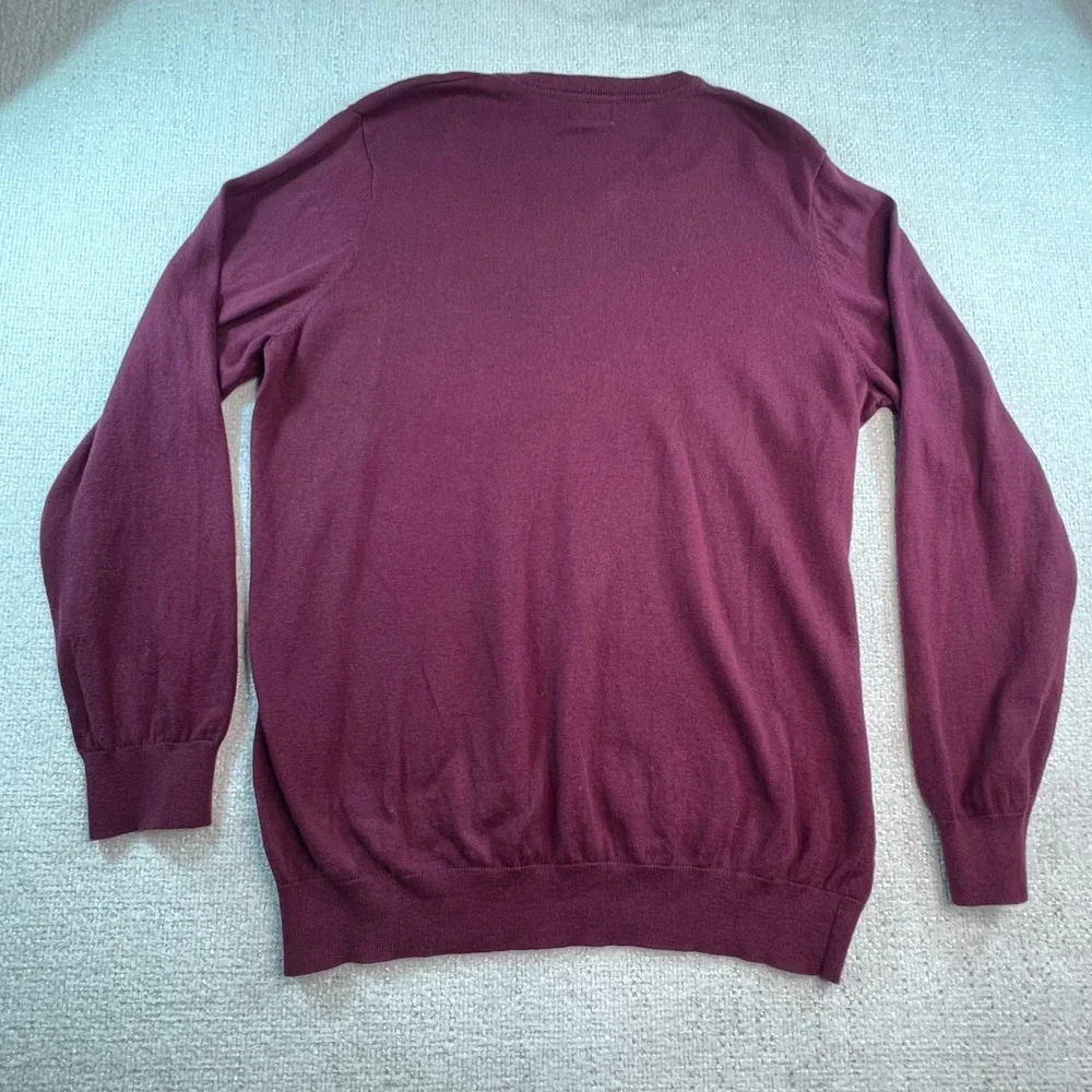 LL Bean Burgundy V Neck Long‎ Sleeve Sweater Men's Size Xl Tall